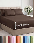 Extra Deep King Sheet Set - 6 Piece Breathable and Cooling Sheets - Hotel Luxury Bed Sheets Set - Easy & Secure Fit - Soft, Wrinkle Free and Comfy Sheets Set - Brown Sheet Set with Extra Deep Pockets