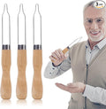3-Pack Button Hook Assist Device with Easy-Grip Wooden Handle for Shirts, Coats, Dresses - Ideal Button Aids for Arthritis & Limited Dexterity
