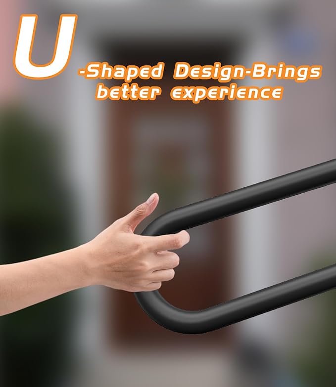 Handrails for Outdoor Step Black Safe Grab Bar Railing U Shaped Pipe Metal Handrail Hand Railing Stair Indoor or Outdoor Stair Hand Railing Wall-Mount Used Walls for Garage Porch Patio Garden Entrance