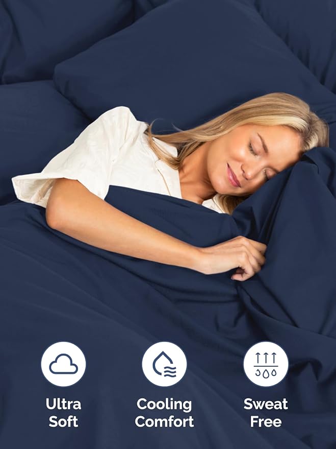 Extra Deep King Sheet Set - 6 Piece Breathable & Cooling Sheets - Hotel Luxury Bed Sheets Set - Easy & Secure Fit - Soft, Wrinkle Free & Comfy Sheets Set - Navy Blue Sheet Set with Extra Deep Pockets