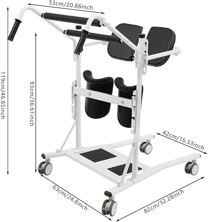 YIYIBYUS Sit to Stand Lift, Stand Assist Lift for Elderly, Patient Lift Chair Transport Unit with Wheels, Standing Transfer Device for Home Care, Height Adjustable