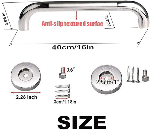 16 Inch Anti Slip Shower Grab Bar, Munzong Stainless Steel Bathroom Grab Bar, Satin Brushed Nickel Knurled Bathroom Balance Bar,Safety Hand Rail Support Handicap Elderly Senior Assist Bath Handle
