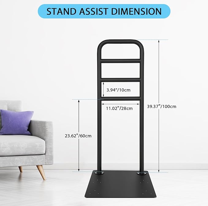 Chair & Couch Stand Assist bar, Heavy Duty Stand Assist Rail with Non-Slip Covers, Four Heights Assist Bar for Seniors, Pregnant, Adults and Other Relied On Persons