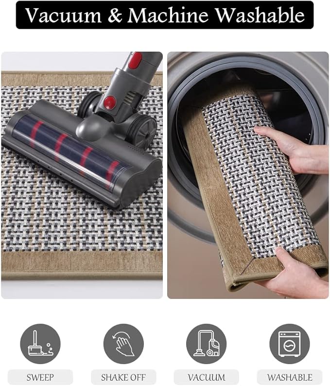 PADOOR Kitchen Mats for Floor, Kitchen Rugs Non Slip Washable, Rubber Backed Kitchen Runner Super Absorbent Long Kitchen Floor Mat Sink Rug, 20”x70” Brown