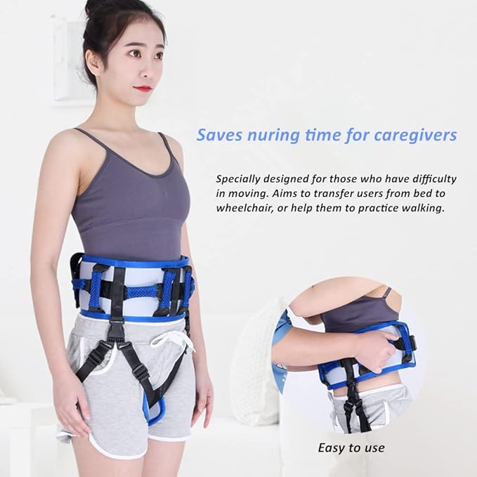 WEEOATAR Medical Nursing Gait Belt, Non-Slip Transfer Nursing Sling with Handles, Mobility Standing and Lifting Aid Transfer Belts for Disabled, Elderly, Injured (Blue)