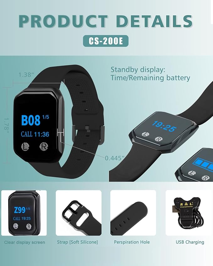 Restaurant Pager System Wireless Calling System 1200+ Feet with 1 Singal Amplifier/1 Display Receiver/2 Watch Pagers/15 Waterproof Call Buttons for Restaurant Cafe Church Clinic Hospital