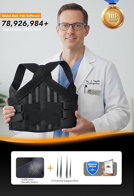 BigRose Posture Corrector for Women and Men, X Power Support Belt for Back Pain Relief with Adjustable Shoulder Straightener, Upper Lower Lumbar Neck Support, Comfortable Back Brace, Medium