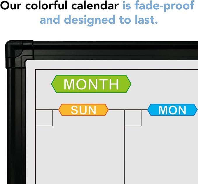 JILoffice Magnetic Calendar Whiteboard & Bulletin Corkboard Combination, Combo Board 36 x 24 Inch, 2 Pack, Black Aluminum Frame Wall Mounted Board for Office Home and School with 10 Push Pins