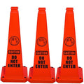 BESEA Caution Cone 3 Pack, 28" Caution Cone with Weighted Base, Red 4-Sided “Cantion Do NOT Enter ” Warning Cone for Creation Area Driveways, Business Parking Lots, Garages, Indoor/Outdoor