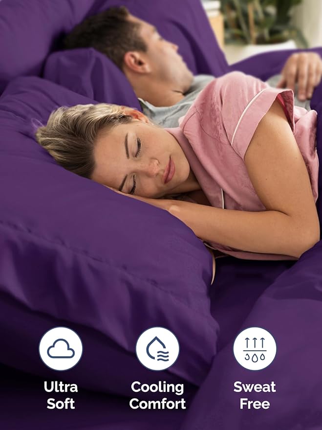 Extra Deep Full Sheet Set - 6 Piece Breathable and Cooling Sheets - Hotel Luxury Bed Sheets Set - Easy & Secure Fit - Soft, Wrinkle Free and Comfy Sheets Set - Purple Sheet Set with Extra Deep Pockets
