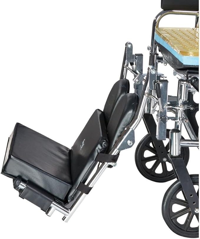 Skil-Care Two-Piece Footrest Extender with 3-Inch Foot Pad, Improves Wheelchair Comfort & Positioning, Durable and Easy to Attach, Fits 16"-18" Wide Seats, Black, 703282