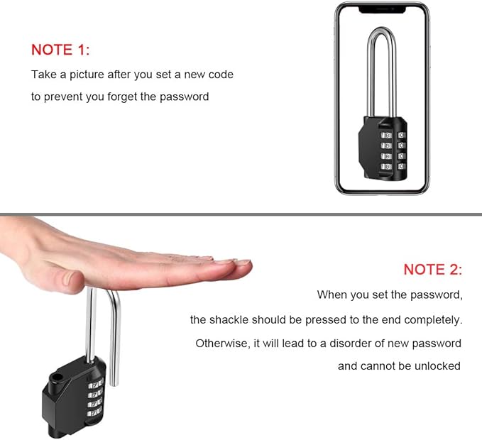 2 Pack disecu 2.6 Inch Long Shackle Combination Lock, 4 Digit Outdoor Waterproof Padlock for School Gym Locker, Sports Locker, Storage Unit, Gate, Fence, Toolbox, Cabinet (Black)