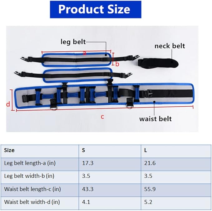 WEEOATAR Medical Nursing Gait Belt, Non-Slip Transfer Nursing Sling with Handles, Mobility Standing and Lifting Aid Transfer Belts for Disabled, Elderly, Injured (Blue)