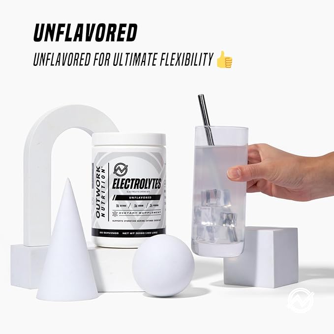 Outwork Nutrition Electrolytes Powder - Hydration Powder for Exercise Endurance & Muscle Cramp Relief - Instant Hydration, Electrolyte Drink Mix - Unflavored, 30 Serv