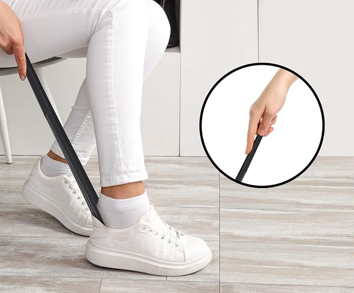 Nextnoid Shoe Horn Long Handle for Seniors - 16.5" Straight & Sturdy Long Shoe Horn for Men, Women & Kids