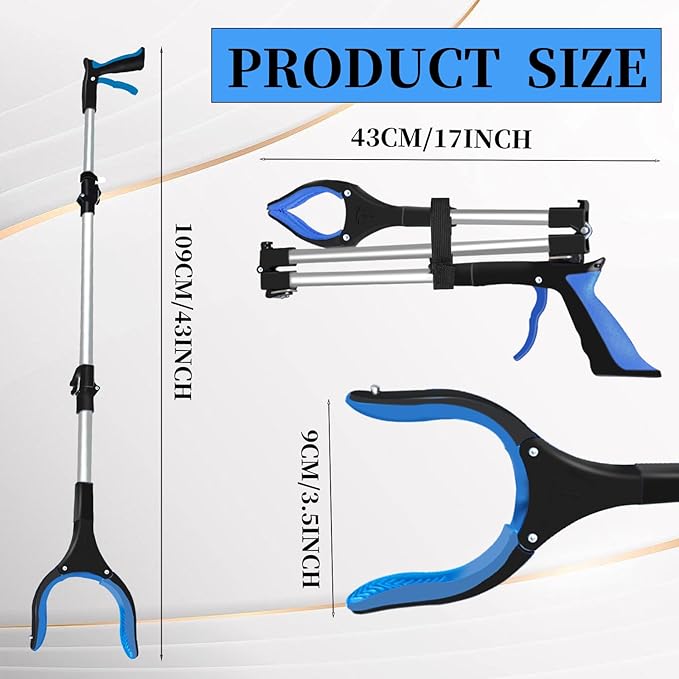 Grabber Reacher Tool,43" Foldable Reacher Grabber Pickup Tool with 360° Rotating Jaw & Magnetic Tip, GarbageTrash Picker Upper Grabber,Lightweight Grabbers for Seniors/Elderly