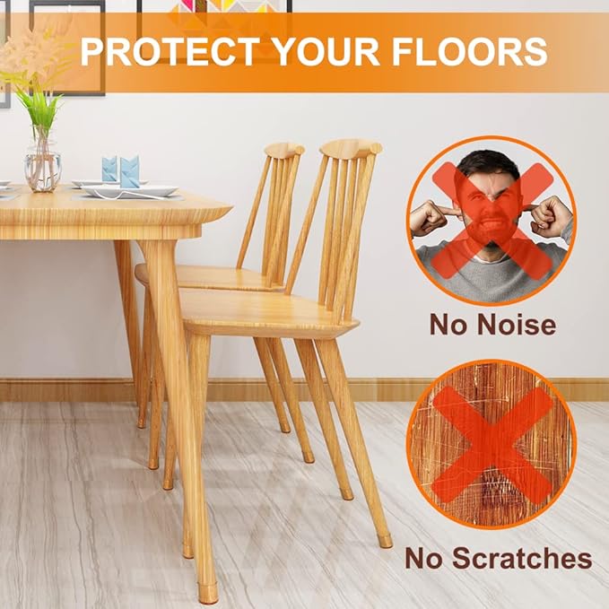32 Pcs Chair Leg Floor Protectors for Hardwood Floors Silicone Covers to Protect Wood Tile Floors Scratches Felt Pads Furniture Leg Caps No Noise (Fit:0.5"-0.89")