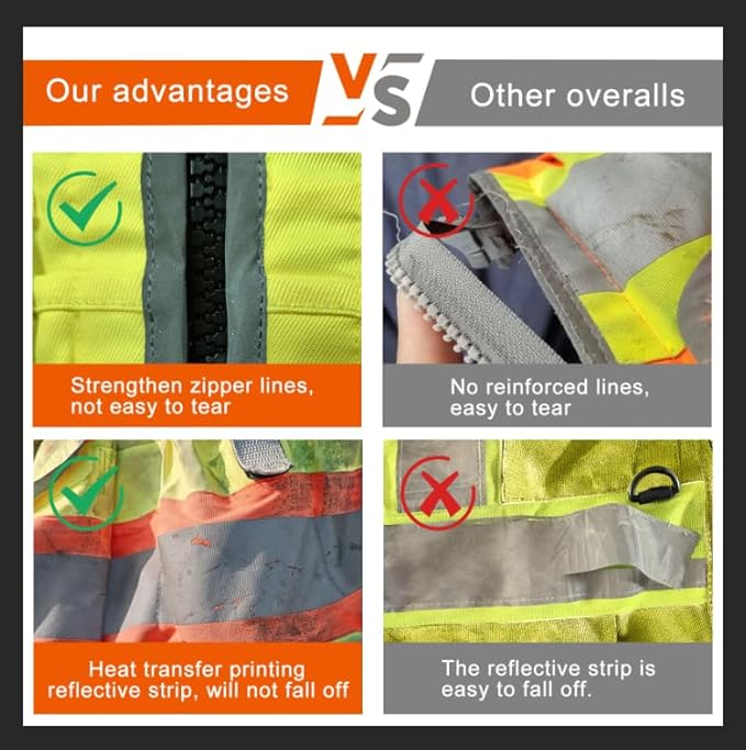 AYKRM Heavy Woven cotton High Vis Reflective work construction safety vest for men Class 2 with ipad Cargo Pockets