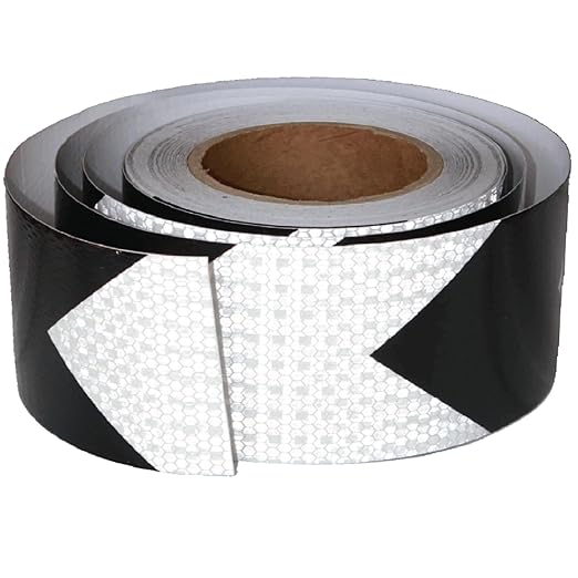 Black White Reflective Tape Outdoor Waterproof 3 inch X 66 feet, High Visibility Hazard Conspicuity Safety Industrial Marking Tape