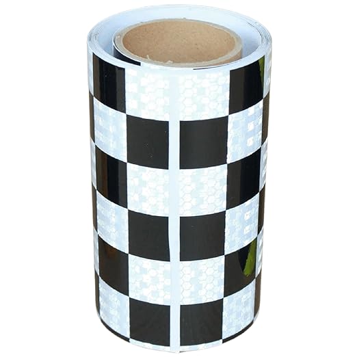 Black White Reflective Tape 6 inch X 10 feet, Outdoor Waterproof Hazard Conspicuity Warning Industrial Marking Tape
