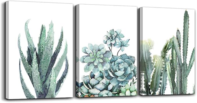Canvas Wall Art For Living Room Bathroom Wall Decor For Bedroom Kitchen Artwork Canvas Prints Green Plant Flowers Painting 12" X 16" 3 Pieces Modern Framed Office Home Decorations Family Picture