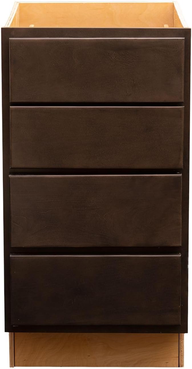 Quicklock RTA (Ready-to-Assemble) | Base Kitchen Cabinets - Shaker Style | Made in America (Espresso Stain, 24" Wx34.5 Hx24 D 4 Drawer)