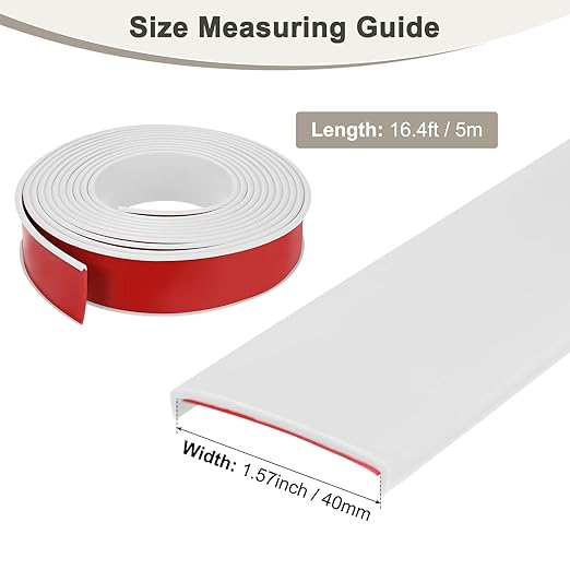 U-Shape Edge Banding, 1.57 Inch x 16.4 FT Self Adhesive Rubber Edge Trim Flexible TPE Corner Protector for Desk/Shelves/Furniture/Countertop/Table/Cabinet/Plywood [White]
