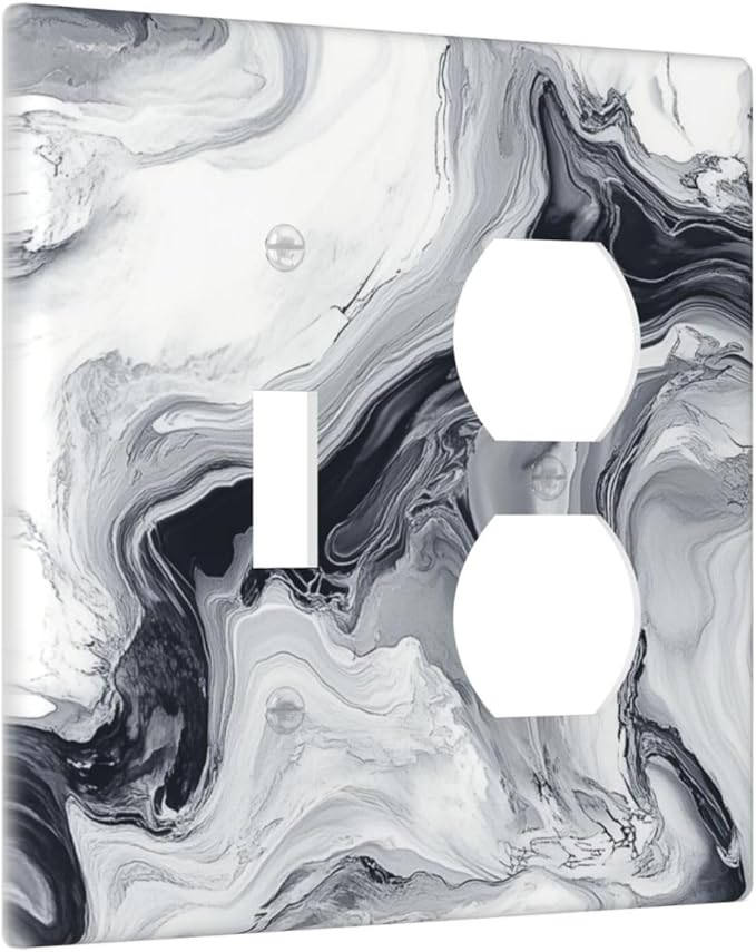 Abstract Marble Ink Texture Grey Marble Print Wallplates 1 Toggle 1 Duplex Switch Plate Electrical GFCI Faceplate Decorative Light Switch Covers for Bathroom Kitchen Decor