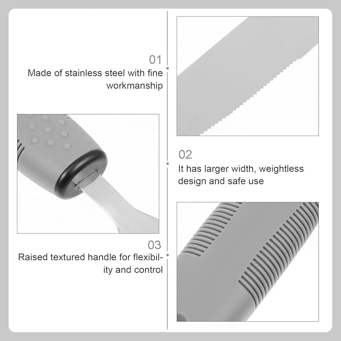 FUOYLOO Stainless Steel Adaptive Utensils Set Lightweight Comfortable to Hold Fork Spoon for Arthritis and Elderly