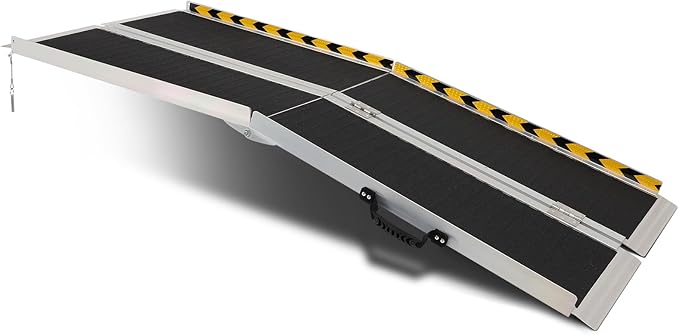 FAHKNS 6FT Wheelchair Ramp, Portable Aluminum Folding Wheelchair Ramp, Non-Slip Threshold Wheel Chair Ramps, Handicap Ramps for Home Outside Steps, Doorways, Porch, Cart, Stairs, Curbs, Scooter