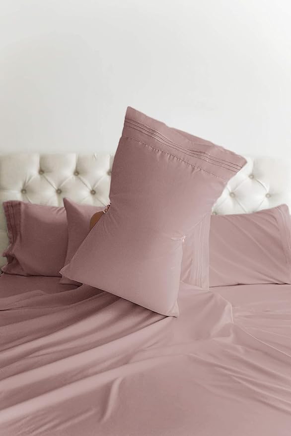 Twin 4 Piece Sheet Set - Cooling & Breathable Bed Sheets - Hotel Luxury Bed Sheets for Women, Men, Kids & Teens - Comfy Bedding with Deep Pockets & Easy Fit - Soft and Wrinkle Free - Twin Mauve Sheets
