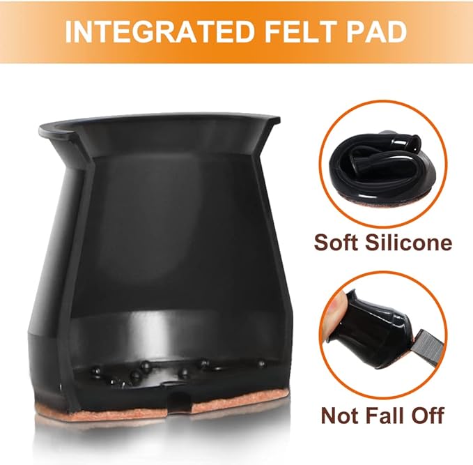 24 Pcs Chair Leg Floor Protectors for Hardwood Floors Silicone Covers to Protect Wood Tile Floors Felt Bottom Furniture Leg Caps Anti-Scratch Reduce Noise (Fit:1.3"-2")