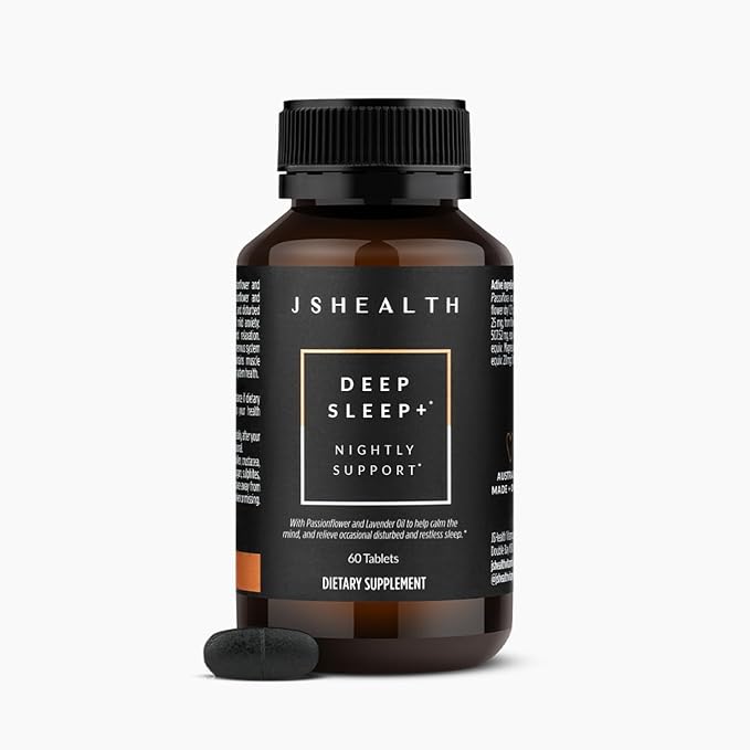 JSHealth Sleep Aid with Magnesium, Lavender & Passionflower - Sleep Supplement for Adults - Non-Drowsy Supplement Calms Body & Mind, 60 Tablets