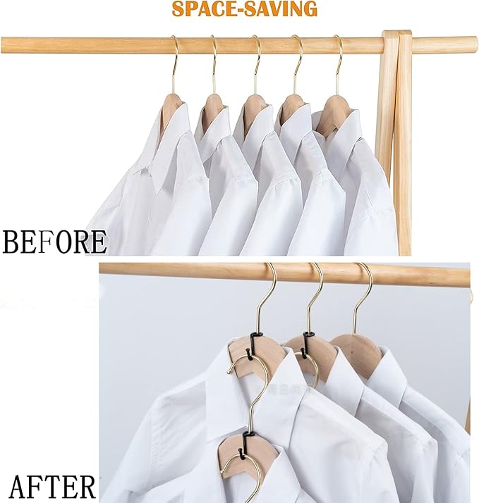 Clothes Hanger Connector Hooks, Heavy Duty Extender Clips Organizer Mini Space Saving Clothes Hanger Extender Cascading Connection Hooks for Wooden Velvet Metal Plastic Hangers (Black) 36PCS