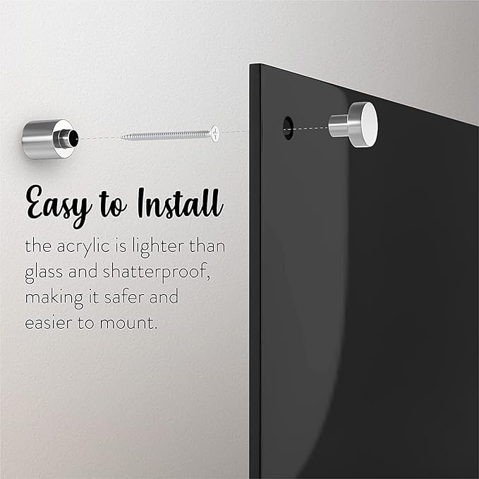 Acrylic Dry Erase Board for Wall with Stylish Border - Shipped Next Day, Made in USA, Non-Magnetic Whiteboard, Wall Mounted Board, Easy to Clean (Black - 16x20)