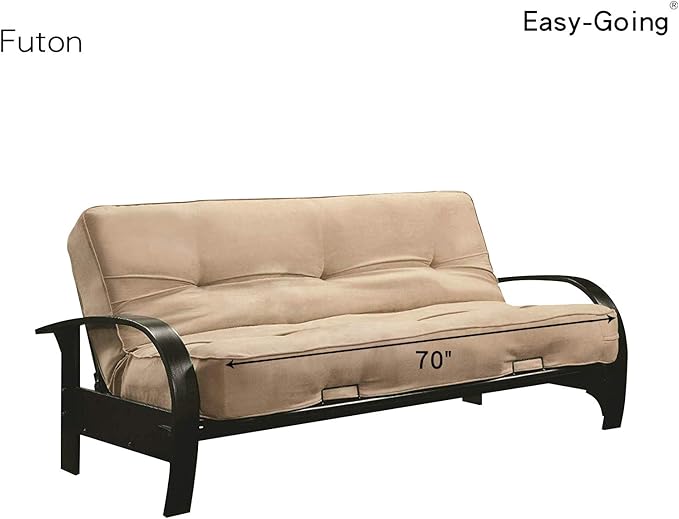 Easy-Going Futon Sofa Slipcover - Reversible Armless Couch Cover - Water Resistant for Pets & Kids (Black/Beige)
