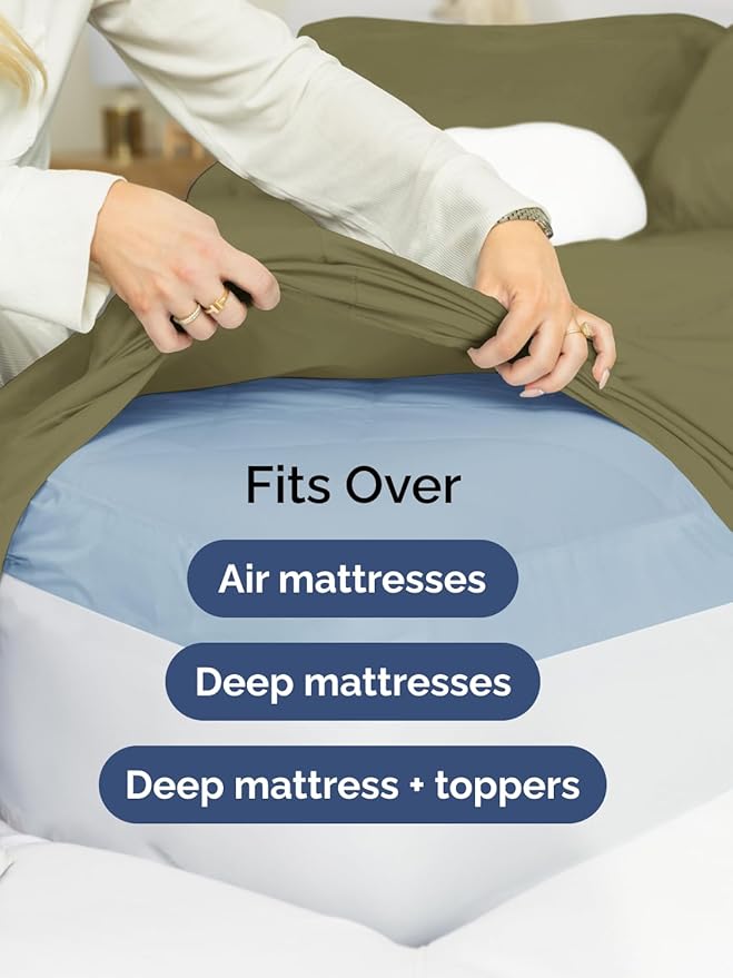 Extra Deep Twin Sheet Set - 4 Piece Breathable & Cooling Sheets - Hotel Luxury Bed Sheets Set - Easy & Secure Fit - Soft, Wrinkle Free & Comfy Sheets Set - Sage Green Sheet Set with Extra Deep Pockets