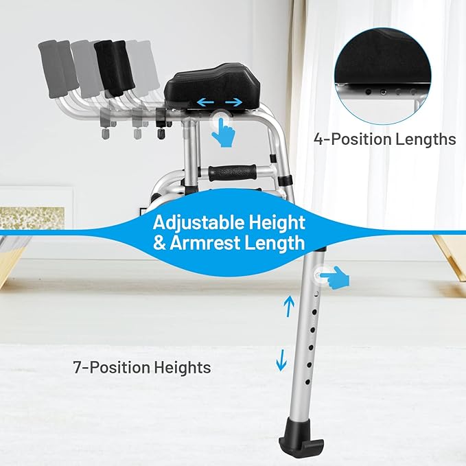 Goplus Walkers for Seniors, Foldable Standard Walker with 5’’ Wheels and Removable Padded Armrests 440lbs, Lightweight Walking Mobility Aid, Folding Platform Walker for Elderly, Handicap, Disabled
