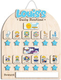 Wooden Chore Chart for Boys, Daily Routine Chart for Kids, Visual Schedule, Chore Reward Chart, Bedtime Morning Routine Chart for Toddlers (02)