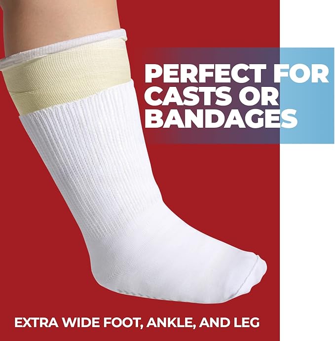 2 Pairs Extra Wide Socks For Swollen Feet, Non-Slip Hospital and Diabetic Socks for Men and Women