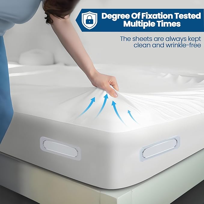 Bed Sheet Holder, Lock Sheet Holders Fitted Sheet Holder Sheet Fasteners Bed Lock Sheet Holders Easy to Install Not Restricted to Bed Corners, Keep Sheets Tight No More Loose and Wrinkled Sheets