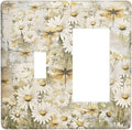 Vintage Letter Paper Wildflowers Dragonfly Daisy Floral Outlet Covers 1 Toggle 1 Rocker Combination Decorative Wall Plate Electrical Switch Plates Light Switch Cover Plate for Farmhouse Bedroom Decor