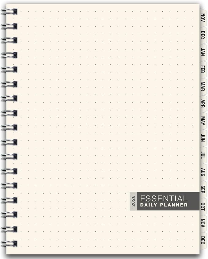ESSENTIAL 2026 Monthly & Weekly Planner with Tabs, 8.5"x11": 14 Months (November 2025 - December 2026), Professional, Simple, Easy-to-Use Design and Frosted Poly Cover for Extra Protection (Frosted)