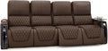 Seatcraft Apex Zero-Gravity CoolZero Italian Leather Home Theater Seating, Powered Headrest, Powered Lumbar, Powered Recline, Row of 4 Sofa, Brown