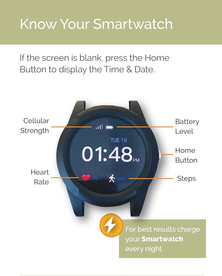 Safety+ 4G Medical Alert System for Seniors: Smart Watch, Fall Detection, 24/7 Monitor, WiFi Locate, SOS Button, Small, Lightweight, (Call to Activate)