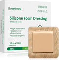Silicone Foam Dressing 4x4 Inch with Border 10 Packs Adhesive Waterproof Wound Dressing Large Bandages for Wound Care High Absorbency Foam Pad Bandaids
