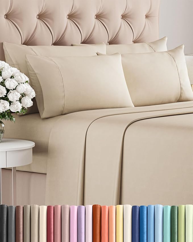 King 6 Piece Sheet Set - Cooling & Breathable Bed Sheets - Hotel Luxury Bed Sheets for Women, Men, Kids & Teens - Comfy Bedding with Deep Pockets & Easy Fit - Soft and Wrinkle Free - King Wheat Sheets
