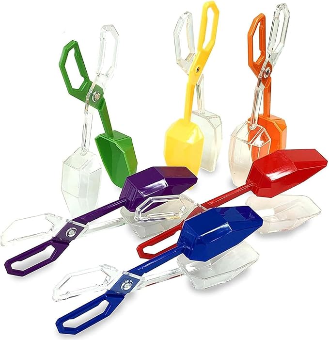 Skoolzy Jumbo Rainbow Tongs 6 Piece Set - Fine Motor Skills Handy Scoopers Rainbow Color Sorting Toys Bug Insect Catcher Small Toys Scooper Sensory Learning Tools Skill Development for Kids