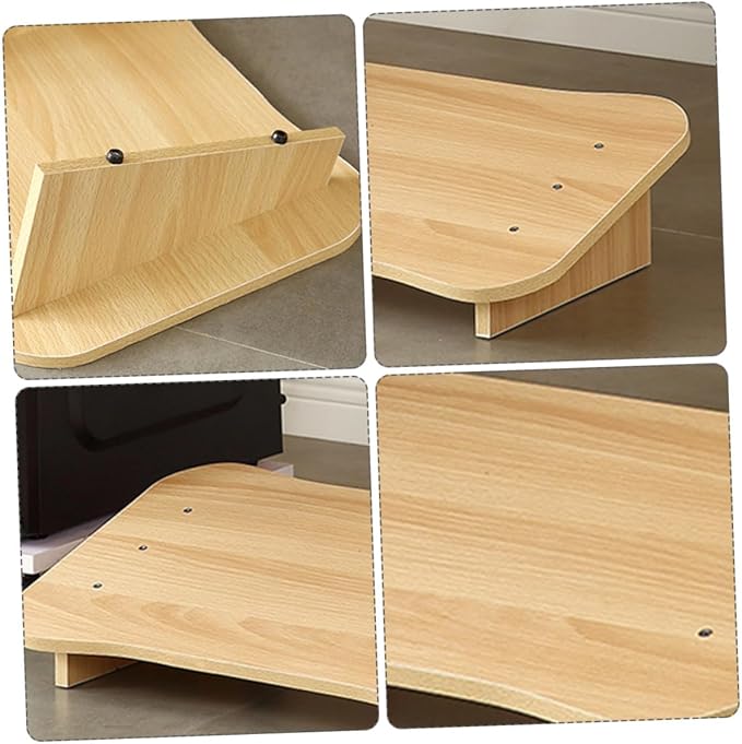 VILLCASE Natural Wood Step Ladder Footrest Under Desk Ergonomic Tilted Foot Stool for Office and Home with Smooth Surface and Comfortable Support