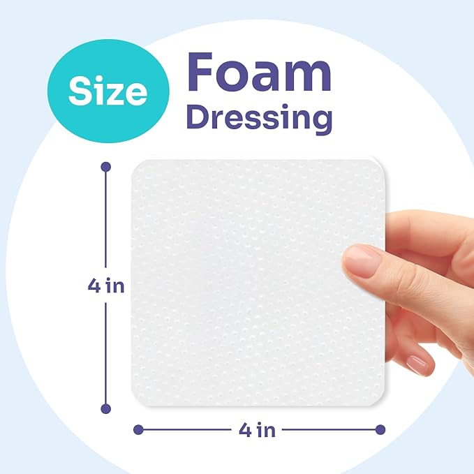 Conkote Silicone Foam Dressing Without Border 10 Pack, FSA or HSA 4"x4" Highly Absorbent Adhesive Wound Bandages for Post-Operative, Pressure Ulcers, Diabetic Foot Ulcers, Venous Leg Ulcers